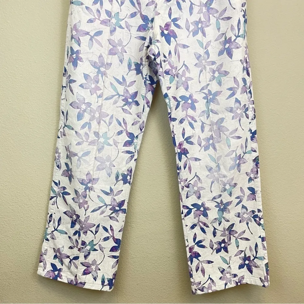 Isabel‎ Marant Floral High Rise Straight Leg Jeans Ecru Size 42/10 - Image 5