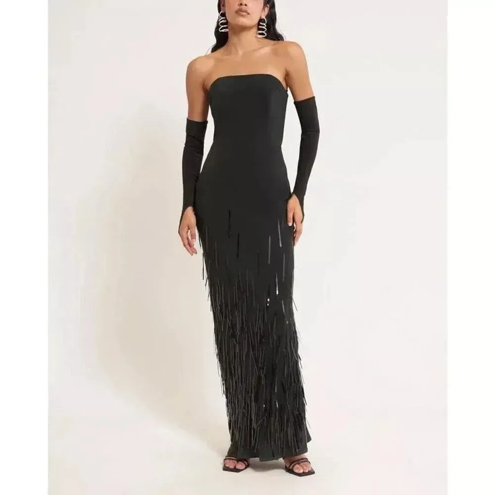 Cult Gaia Anisa Embellished Gown in Black 4 New Womens Long Maxi dress - Image 15