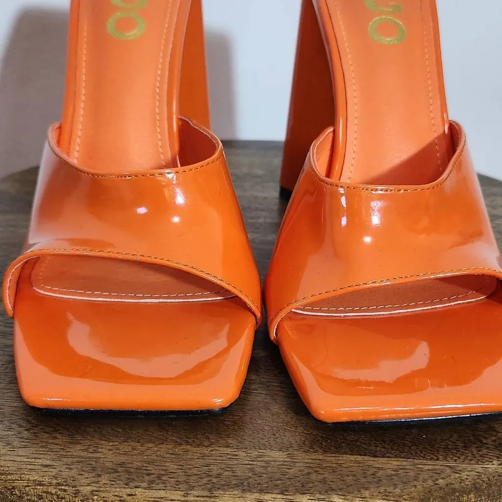 Ego Orange Open-Toe Heels Size 7 Ego Modern Orange Heels - Image 2