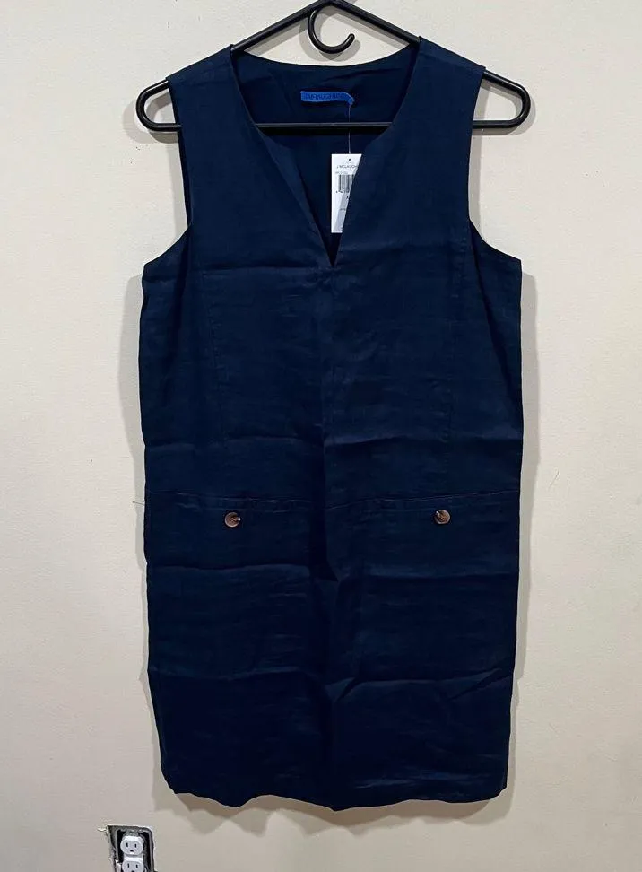NWT NWT J. McLaughlin Weezie Navy 100% Linen Sheath Dress size XS 1647 - Image 6