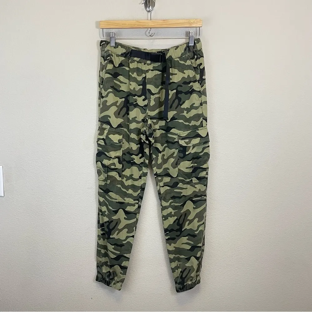 Pam & Gela Green Camouflage Print Cargo Cropped Military Pull On Pants Size S - Image 3