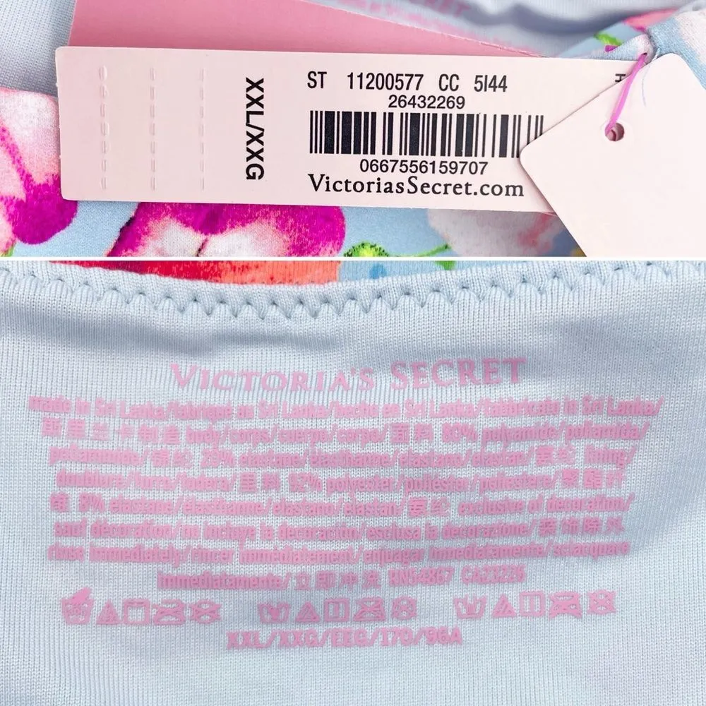 NWT Victoria’s Secret Floral Bikini Set Size XXL Light Blue Pink Poppy Print - Image 12