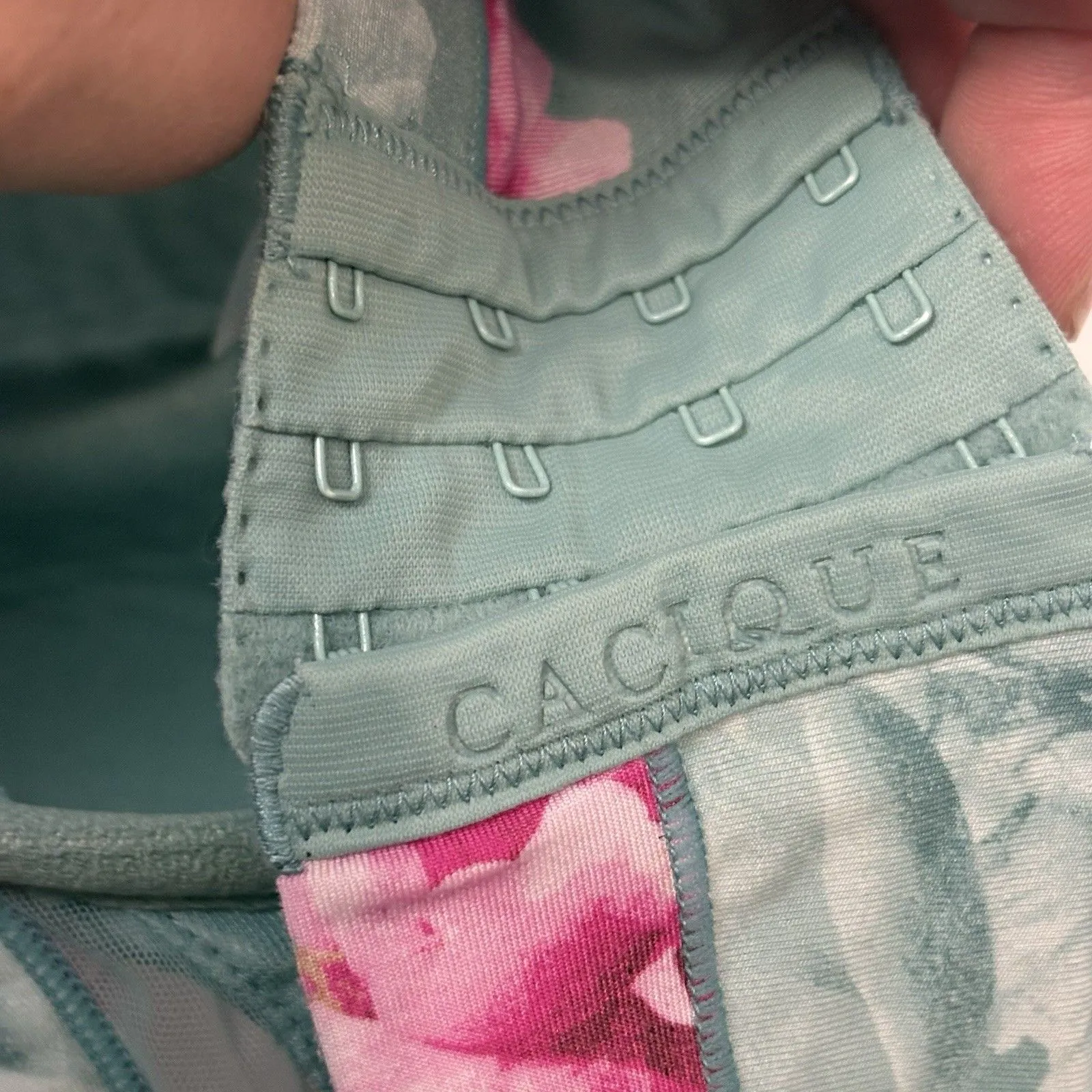 Cacique Bra 40H Blue Aqua Pink Floral Backsmoother Balconette Lightly Lined - Image 4