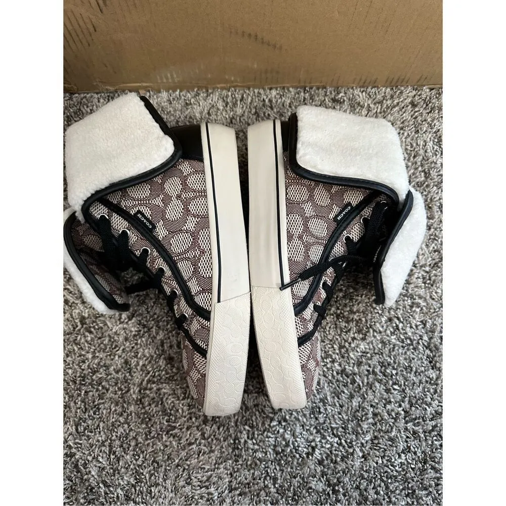 Coach Monogram Jacquard Foldover High Top Sneakers Size 8 - Image 6