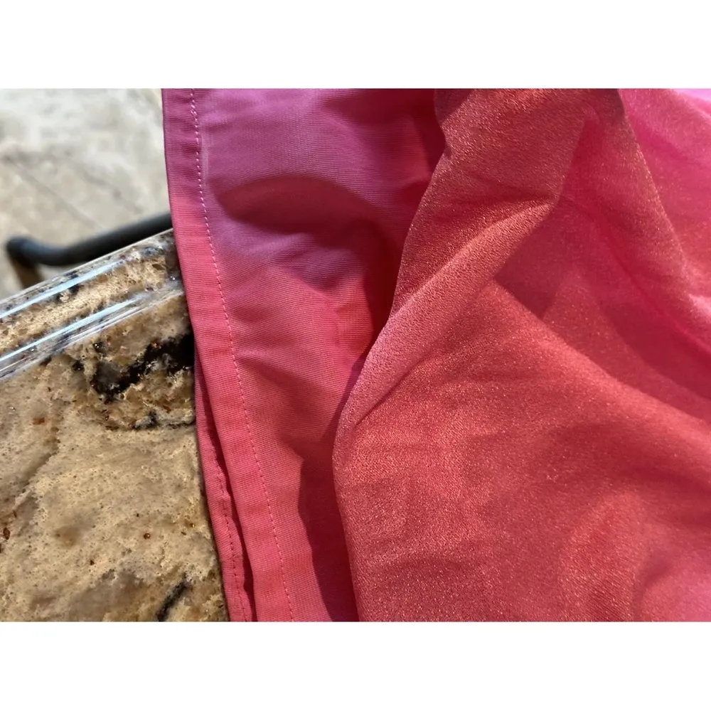 Vintage Dress Victorian High Neck Lace Button Up Union Made Size 11/12 Pink Maxi - Image 8