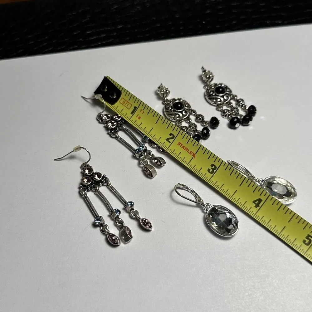 Lot Of 3 Silver Tone Dangle Drop Earrings - Signed Jewelmint, Nine West, Avon - Image 8