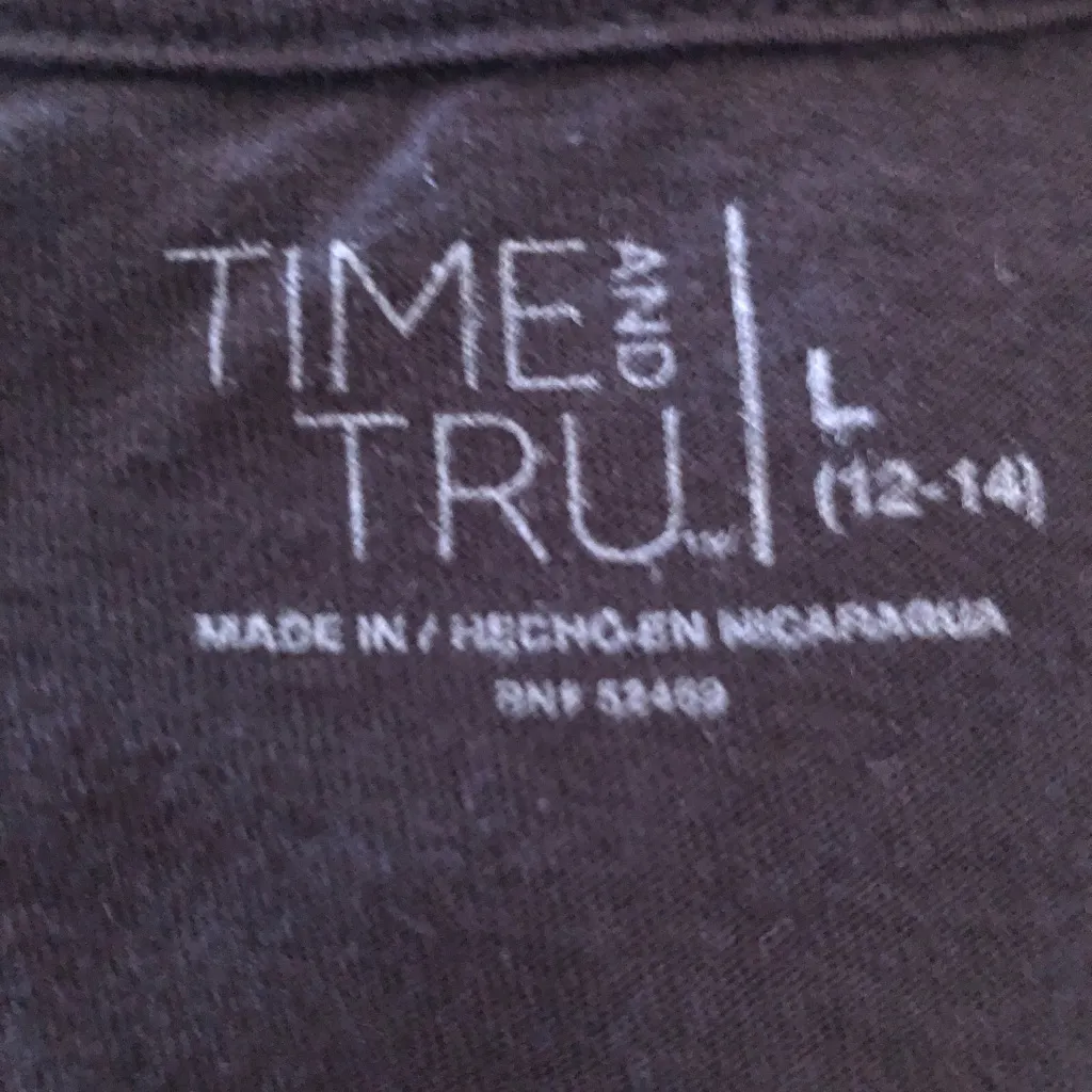 TIME and TRU Womens Long Sleeve V Neck T-Shirt Black Size Large 12-14 Cotton New - Image 7