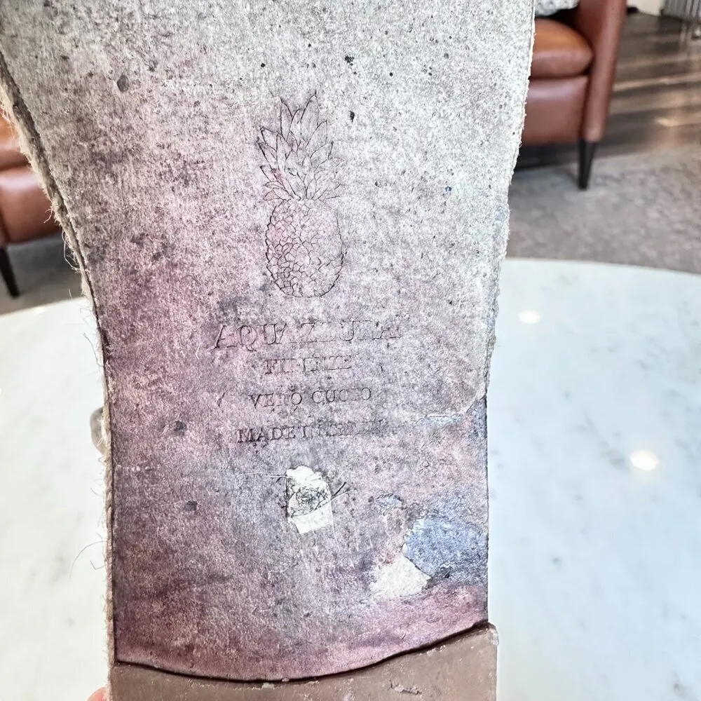 Aquazzura Belgravia Light Grey Brown Suede Lace Up Espradille Flats Size EU 37.5 Tan - Image 3