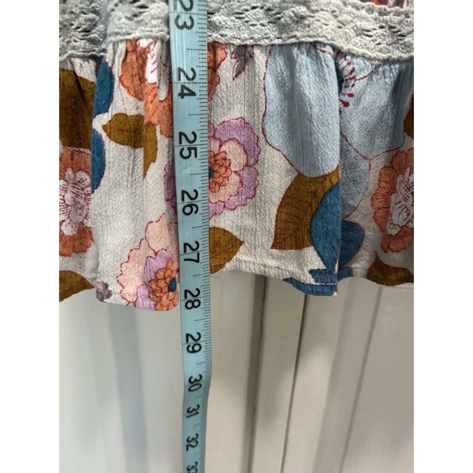 Angie‎ Floral Smocked Babydoll Sleeveless Top Size 2XL Ruffle Tiered Lace Boho - Image 3