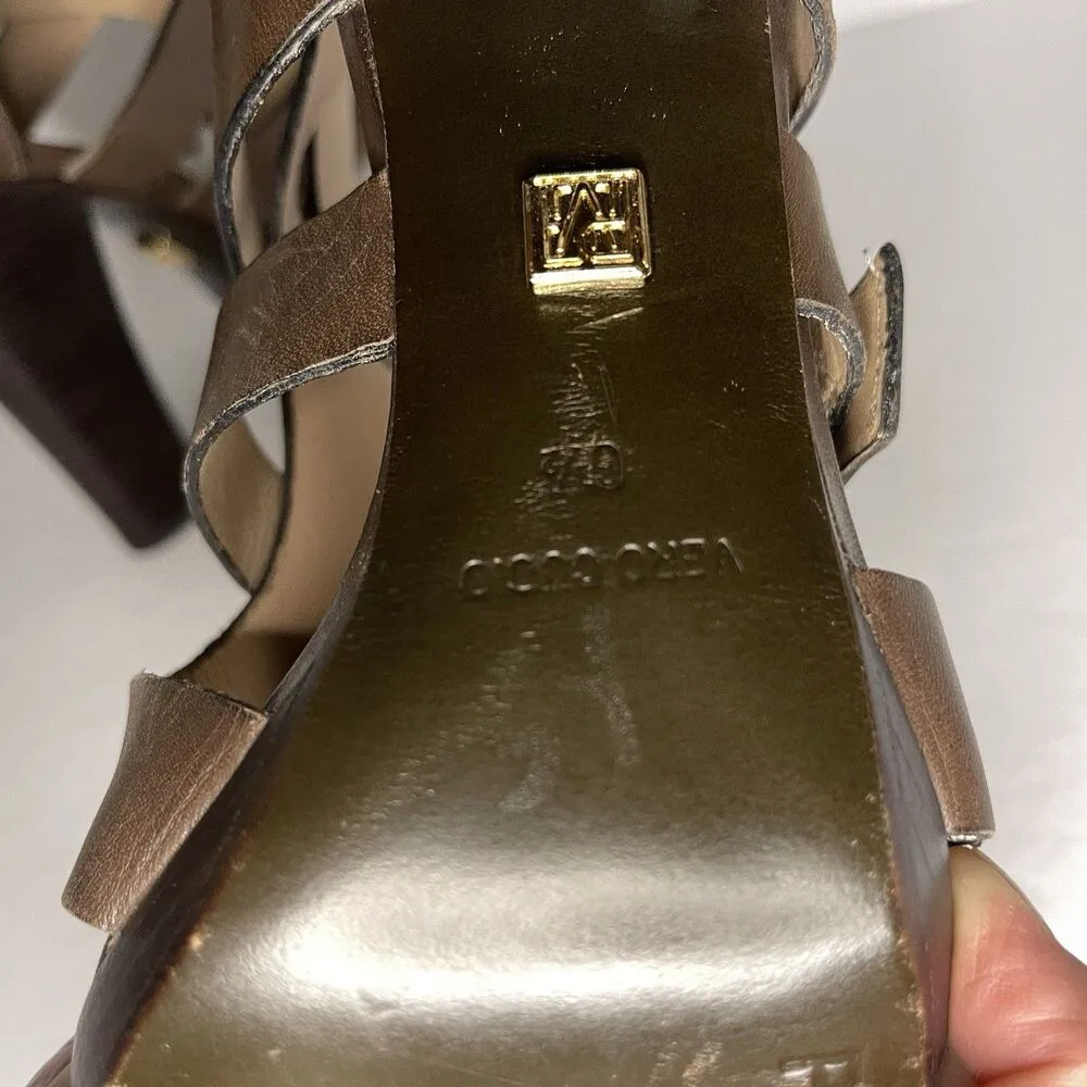 POUR LA VICTOIRE Women’s Strappy Sandal Heels 6.5M Brown Leather Made in Brazil - Image 8