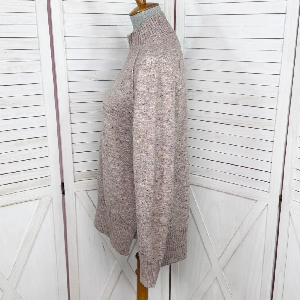 Loft Speckled Mock Neck Space Dyed Tunic Sweater Tan Multi Size Small - Image 2