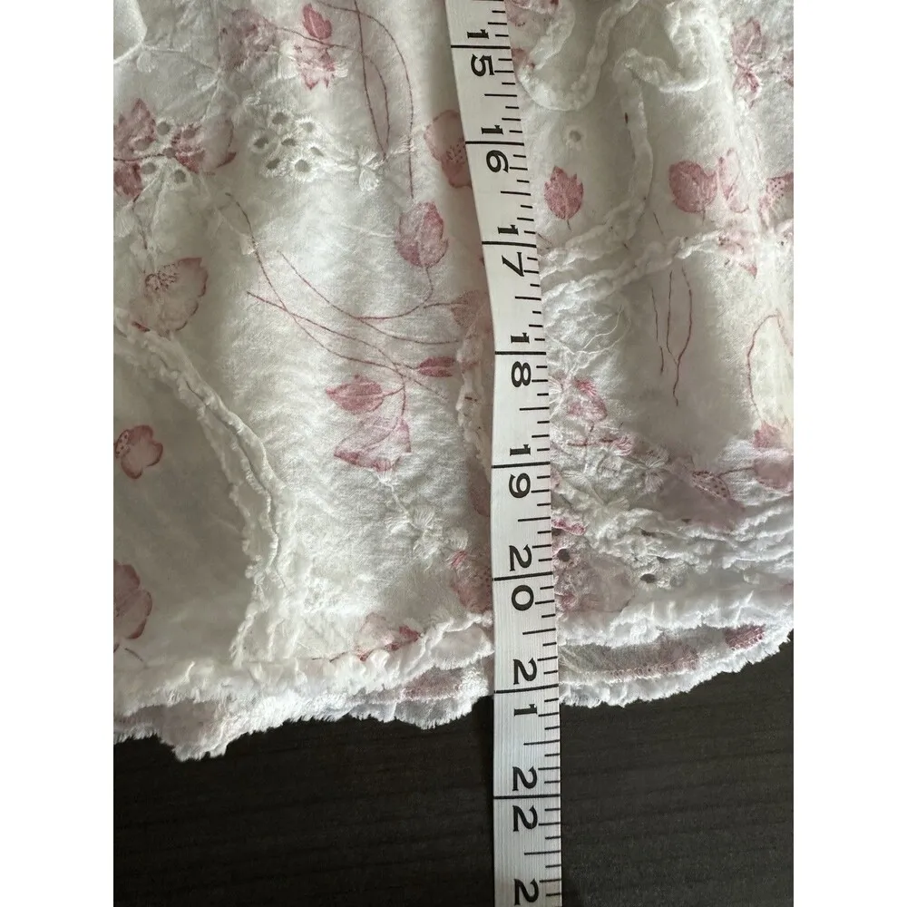 Studio M Skirt Womens Large White Pink Crochet Flared Tiered Ruffle Boho Western - Image 8