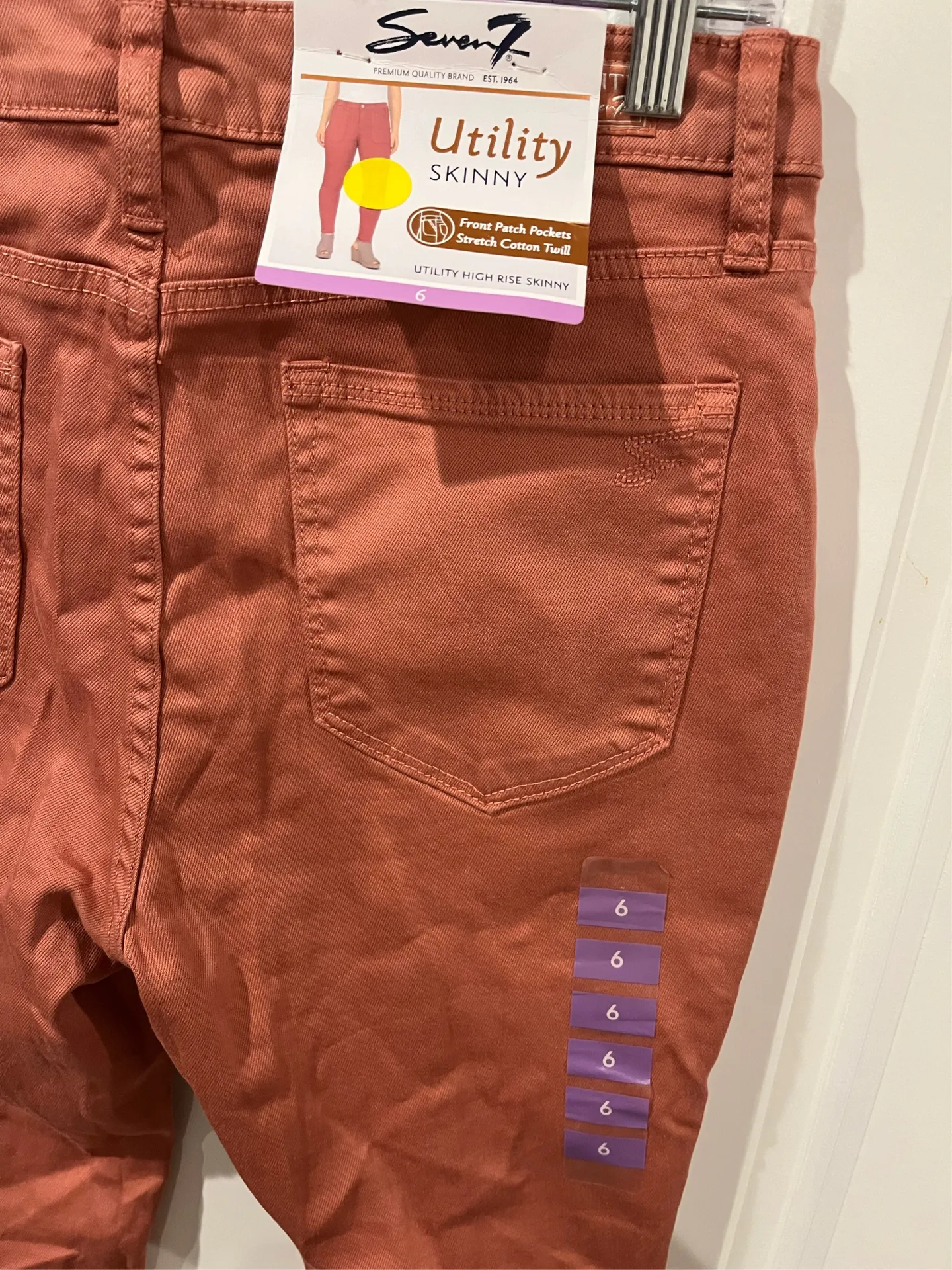 Seven7 NWT Pink Ultra High Rise Utility Skinny Jeans Size 6 - Image 5