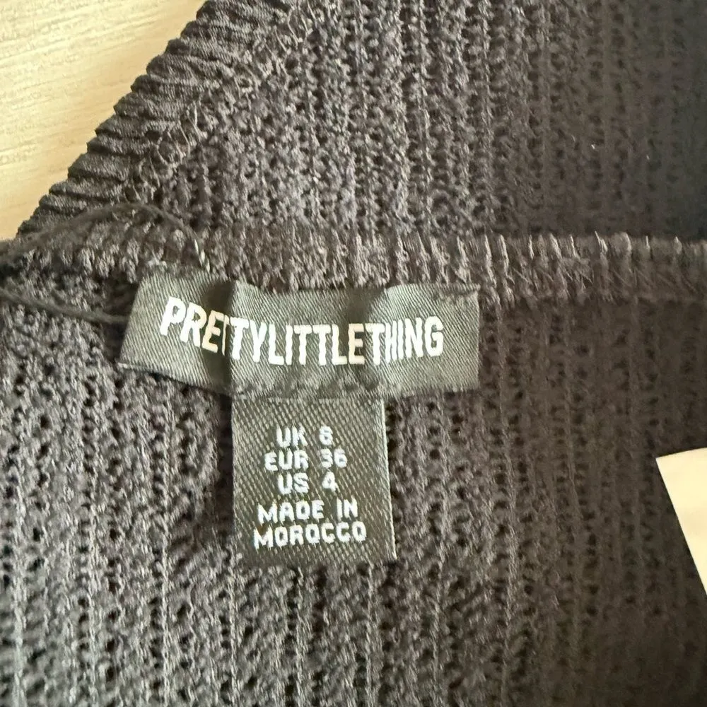 Pretty Little Thing Textures Knot Detail Cowl Neck Top Black Size 4 NWT - Image 9