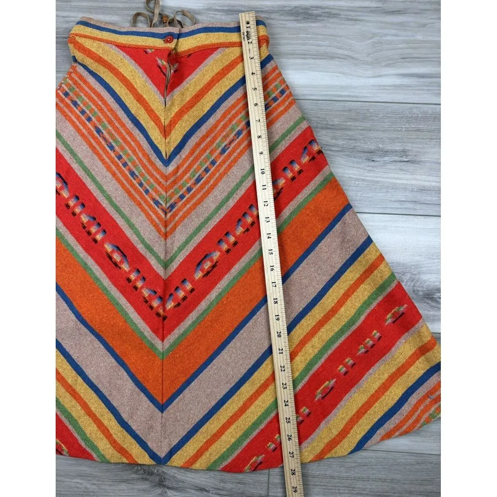 Vtg‎ 70s Southwestern Aztec Navajo Western Poncho Skirt Set Fits Women's 0/2 - Image 12