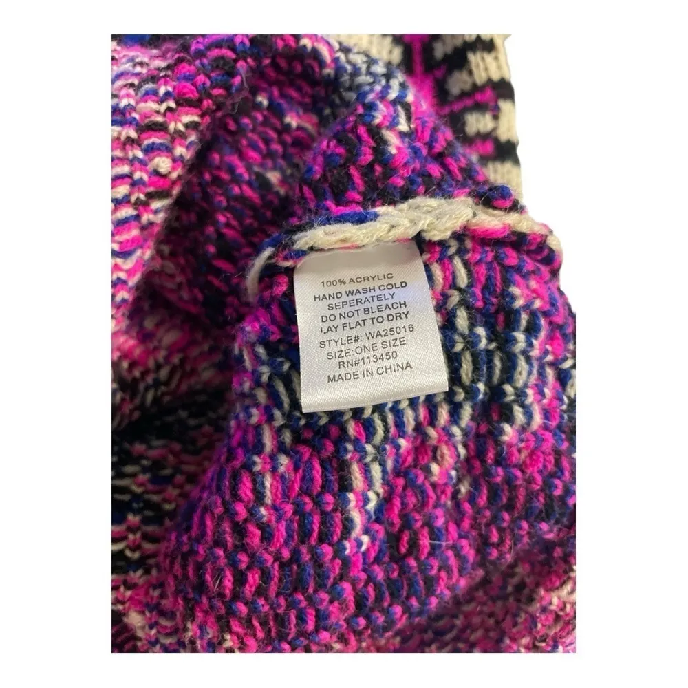 Lulumari Aztec Tribal Knit Sweater Pink Blue Cream One Size - Image 5