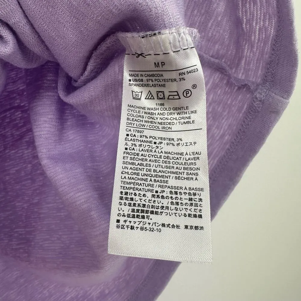 Banana Republic Size Medium Petite Shirt Purple Ruffle Sleeve Solid Casual Daily - Image 4