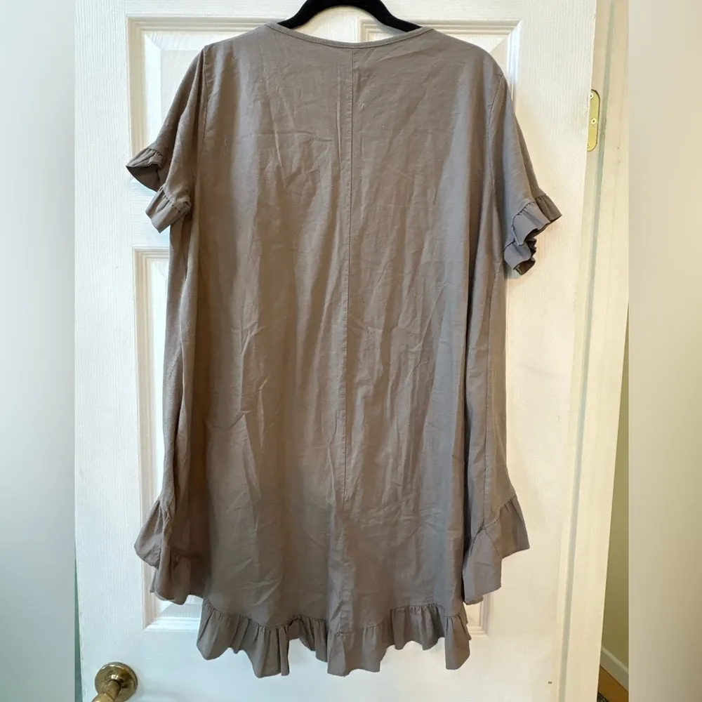 Ruffled Hem Taupe Women's Top Tan Size undefined - Image 2