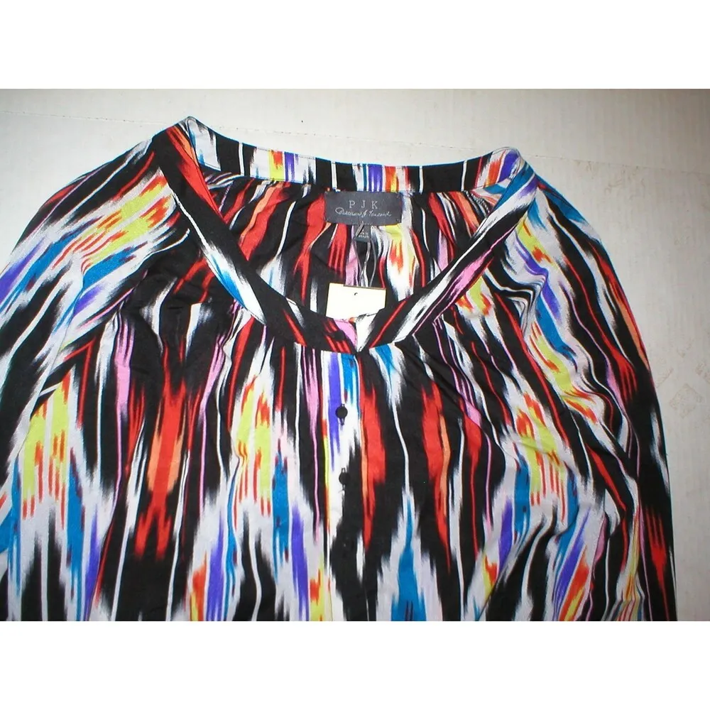 NWT New Womens PJK Tunic Top Blouse Small S White Black Red Orange Blue Purple - Image 2