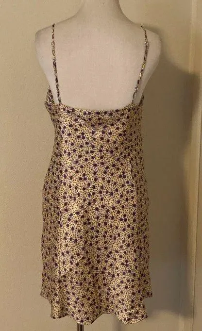 ZARA Yellow Floral Draped Satin Effect Mini Dress Size L NWT New With Tags - Image 7
