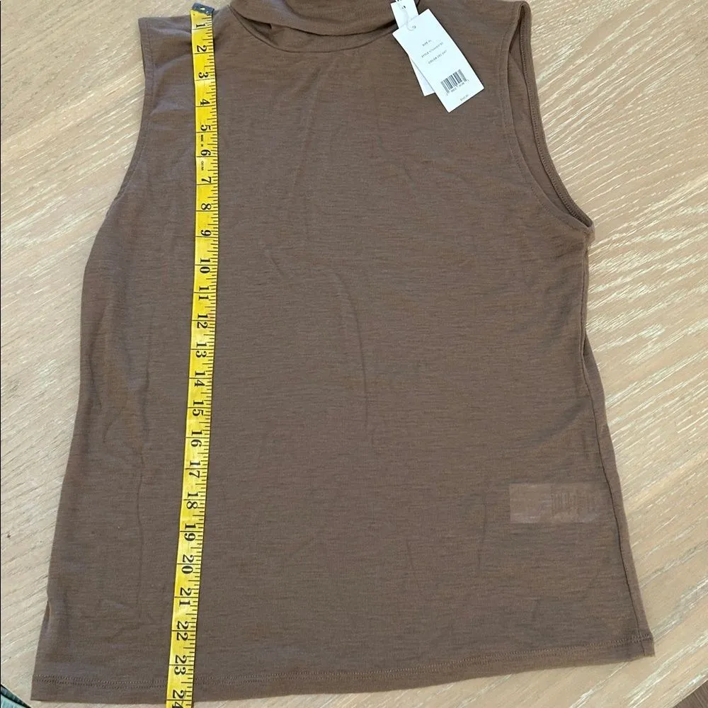 Vince Women's Sleeveless Turtleneck Shell, Dark Taupe, Extra Large, NWT - Image 13
