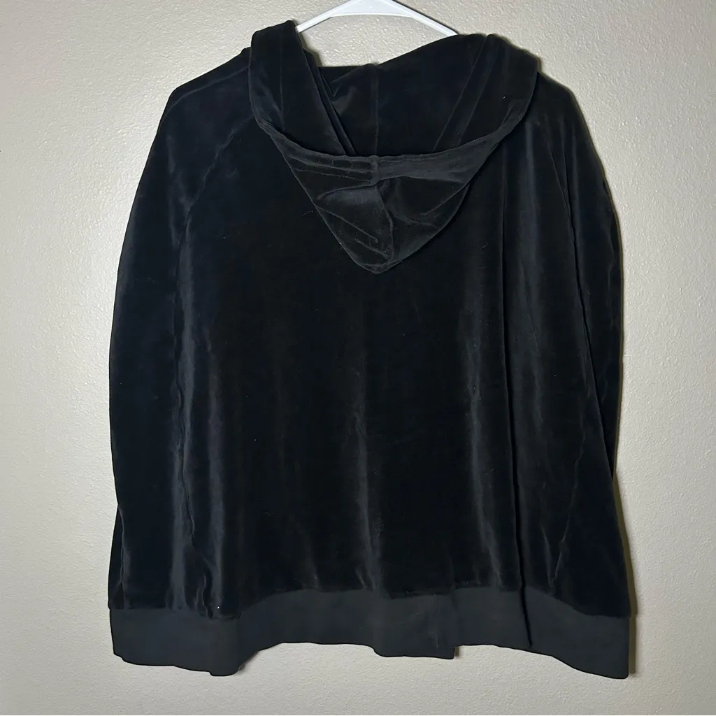 Juicy Couture black velour full zip hooded cape poncho women’s size medium - Image 7
