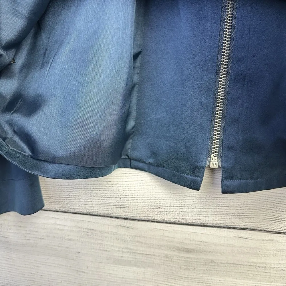 Company Ellen Tracy Zip Jacket Women's Sz 12P Silk Blue‎ Office Quiet Luxury - Image 6