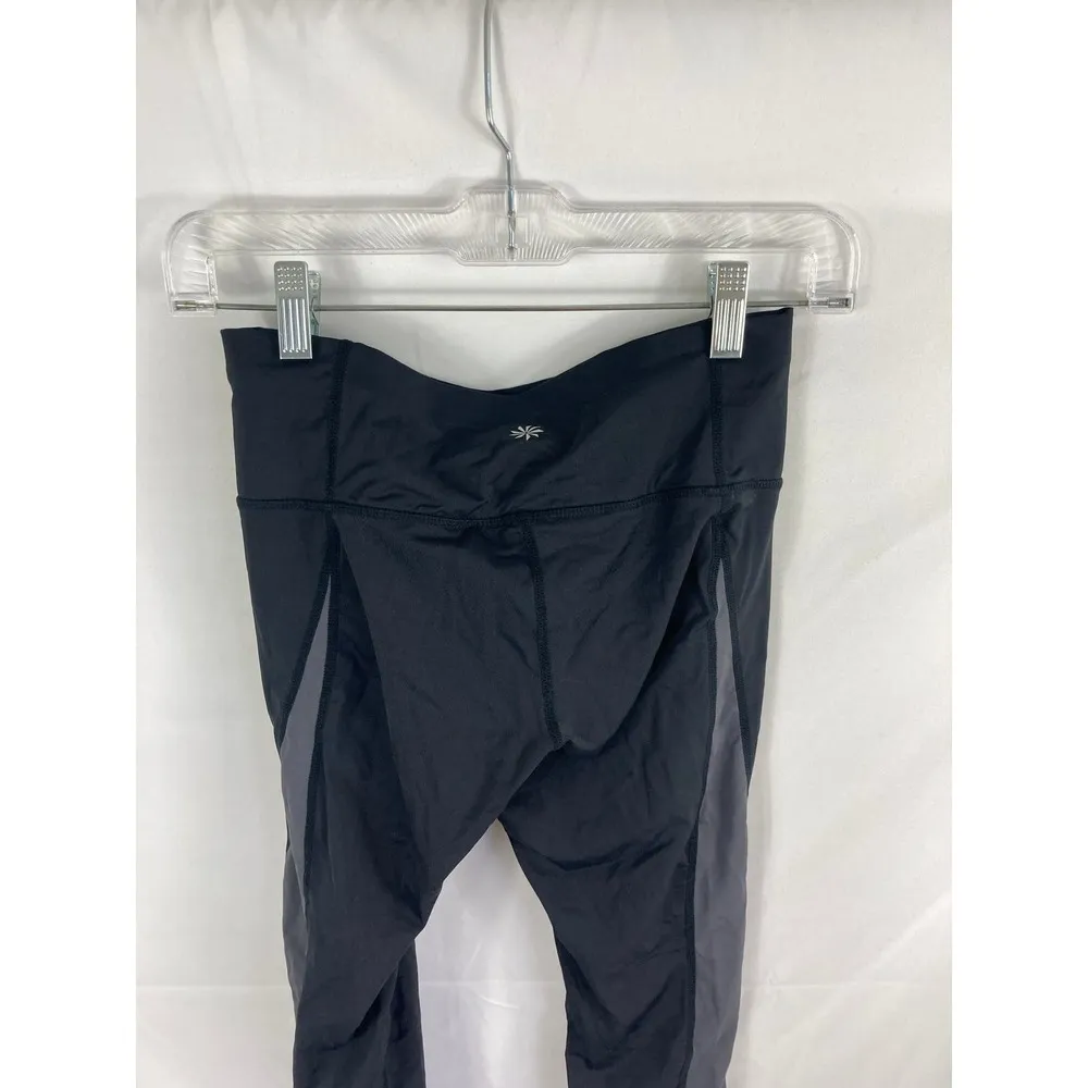 Athleta Black Grey Cropped Athletic Leggings Size XS - Image 4