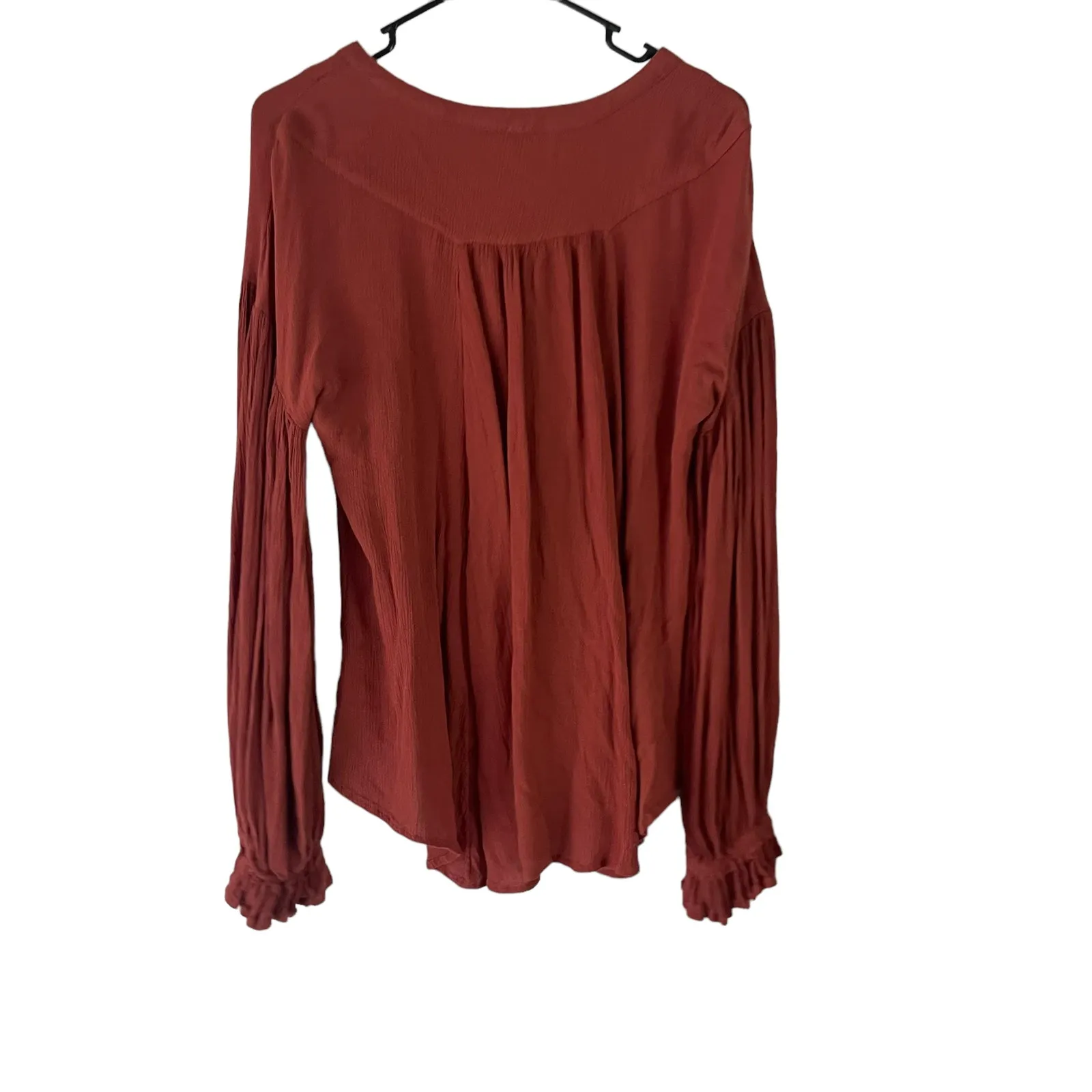 Free People Women's Size Small Burnt‎ Orange Oversized Boho Tunic Flowy Top - Image 7