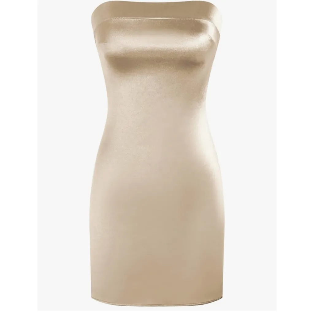 NEW Strapless Satin Open Back Wedding Guest Cocktail Mini Dress M - Image 6