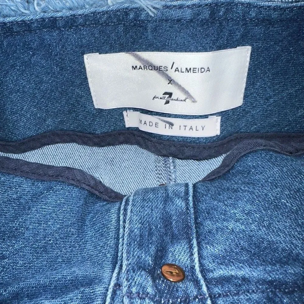 NWT Marques Almeida x 7for All Mankind Denim Skirt Blue Size 28 - Image 7