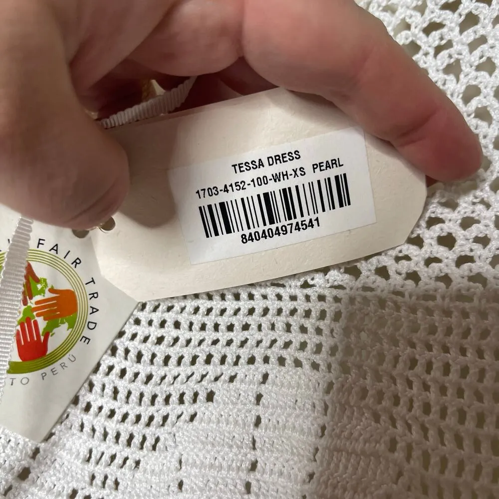 NWT Doen Hairloom hand crochet Tessa mini dress in white pearl sz XS - Image 8