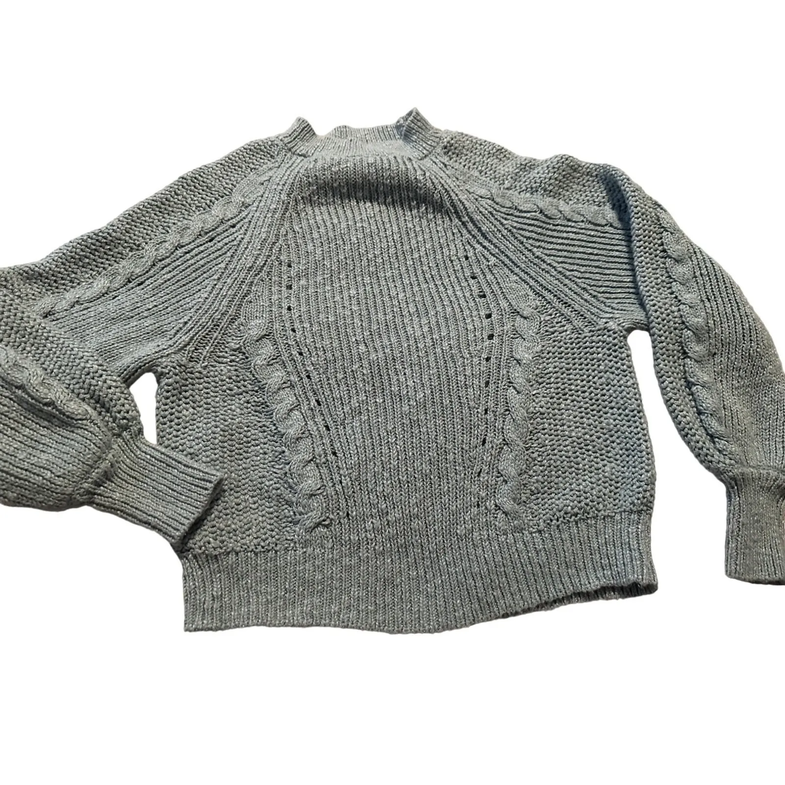 American Eagle light blue cable‎ knit sweater S - Image 2