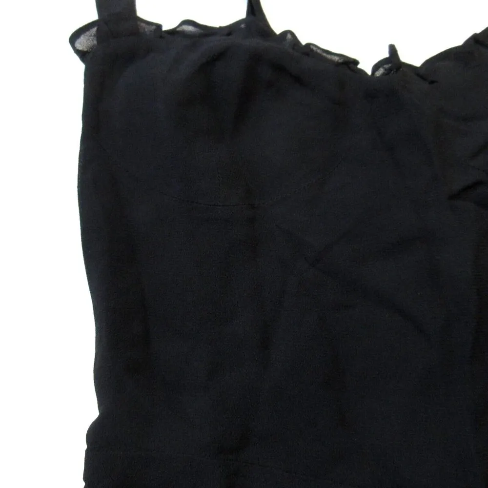 NWT Reformation Nikita Midi in Black Tank Tie Straps Frill Hem Georgette Dress 6 - Image 3