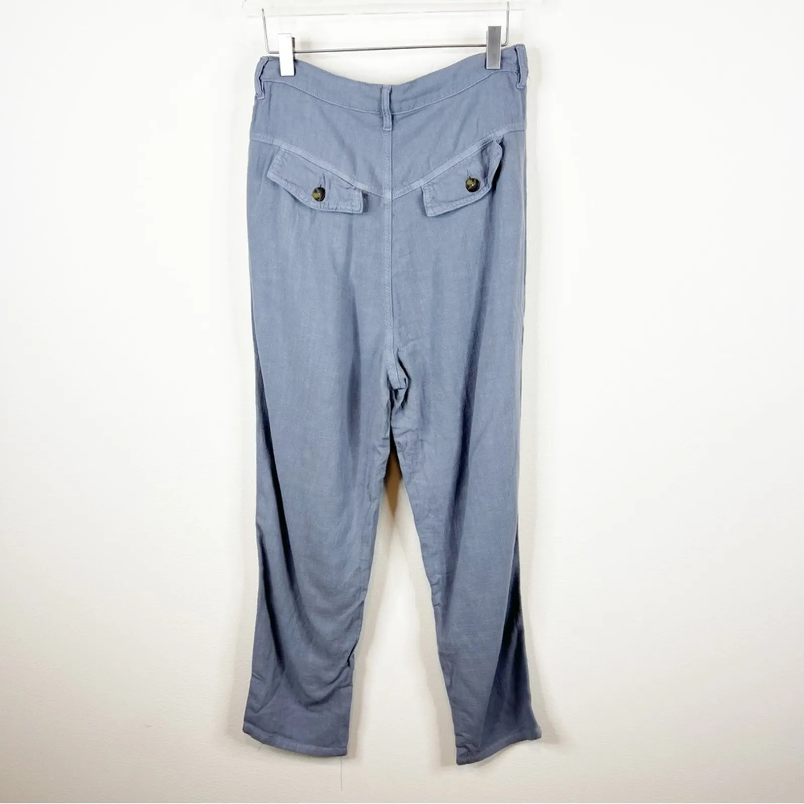 NWT Free People Faded‎ Love Linen Blend High Waist Pants 27 Blue - Image 3