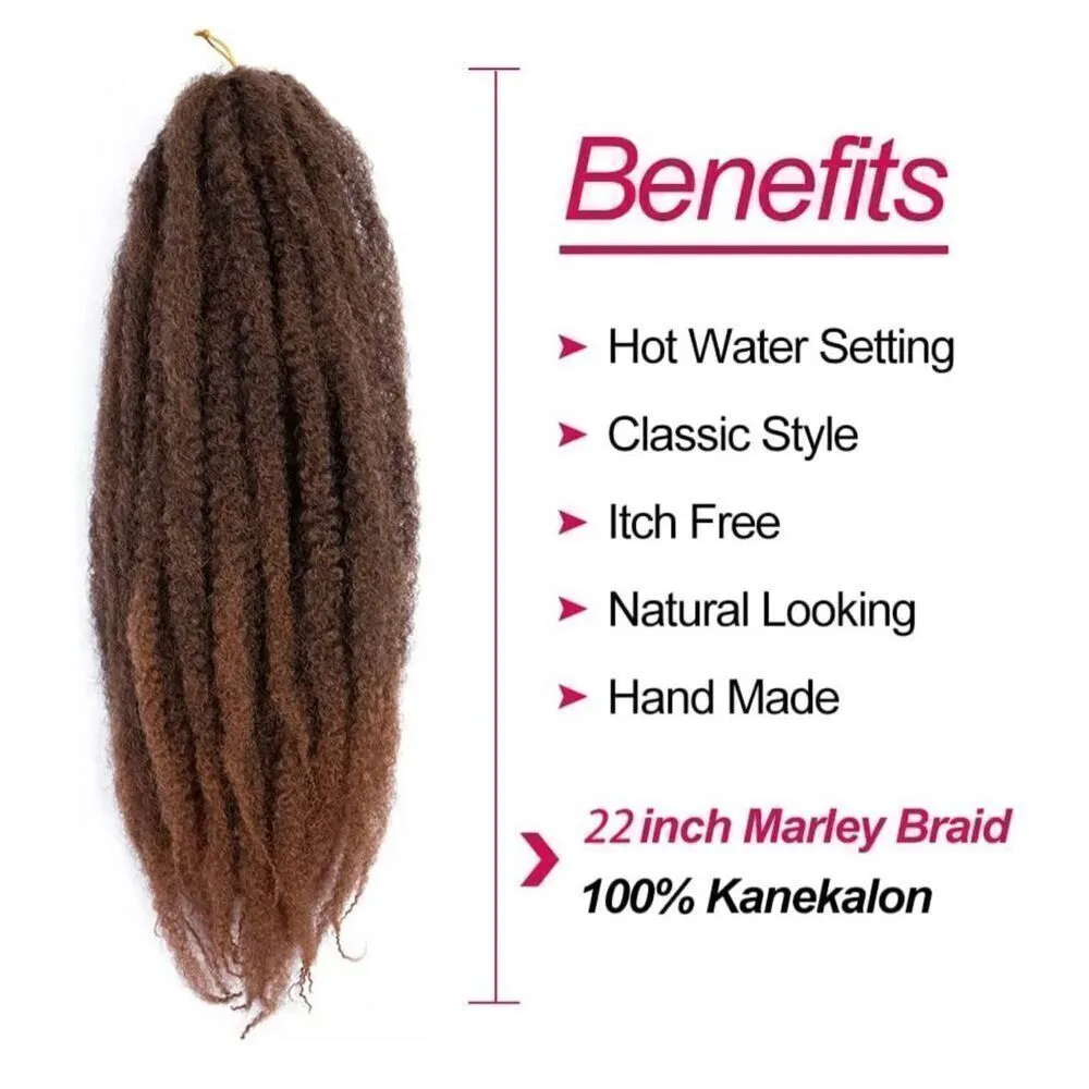 New Womens Roktress Marley Synthetic Braiding Crochet Hair 22” 22 in 6 pack #30 Brown - Image 2