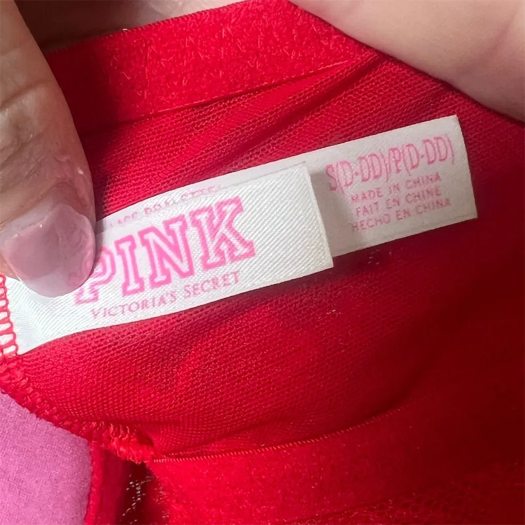 Victoria's Secret PINK Red Lace Push Up Bralette Size SD-DD - Image 9