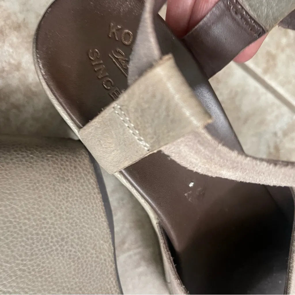 Kork Ease‎ Womens Wedge Sandals Size 10M Brown Tan Beige Suede Chunky Strap - Image 7