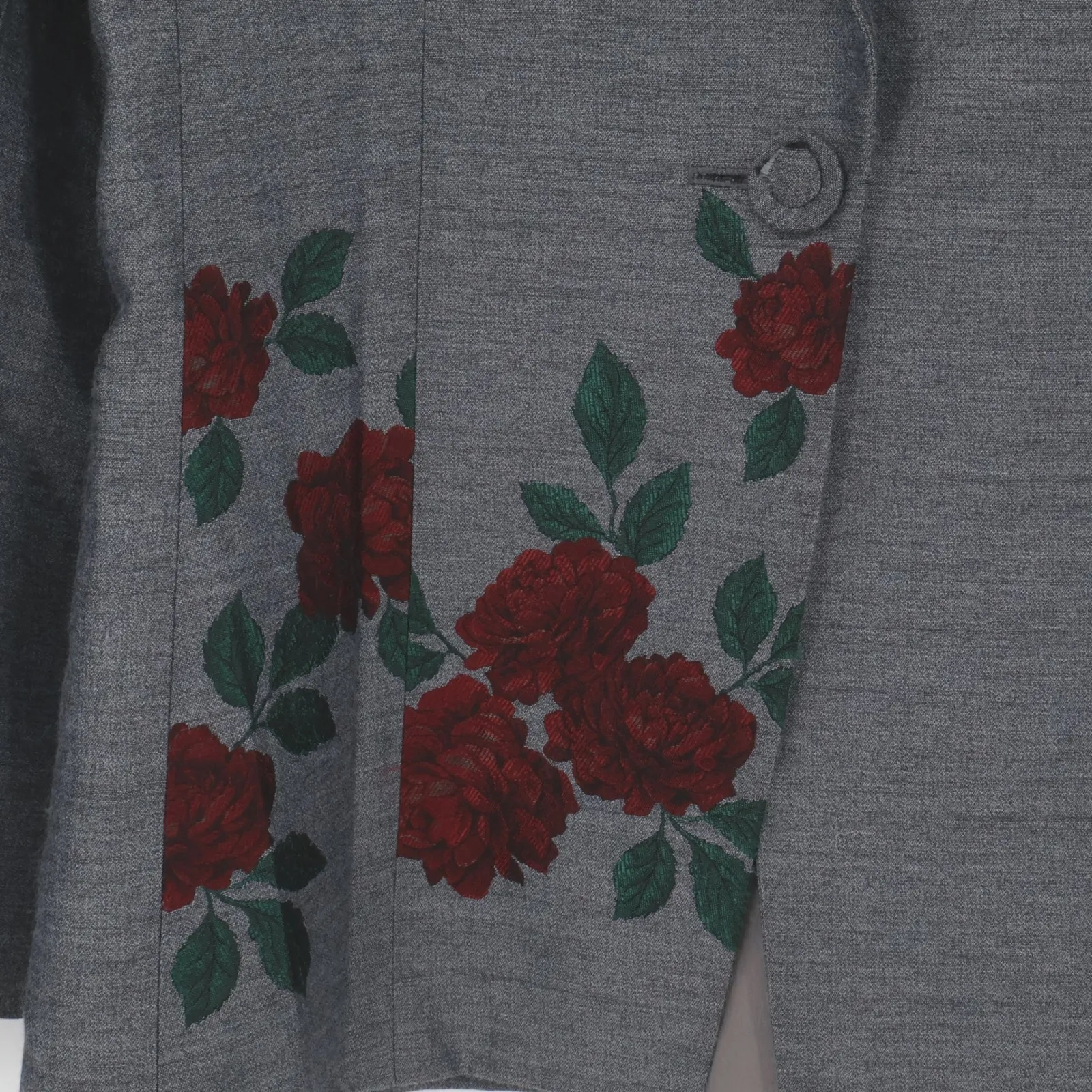 Vtg Saks Fifth Avenue Folio Collection Floral Blazer Career Wool Blend Size 12 Gray - Image 6