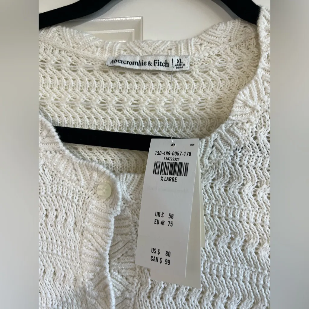 Abercrombie Crochet-Style Slim Crew Cardigan - Image 5