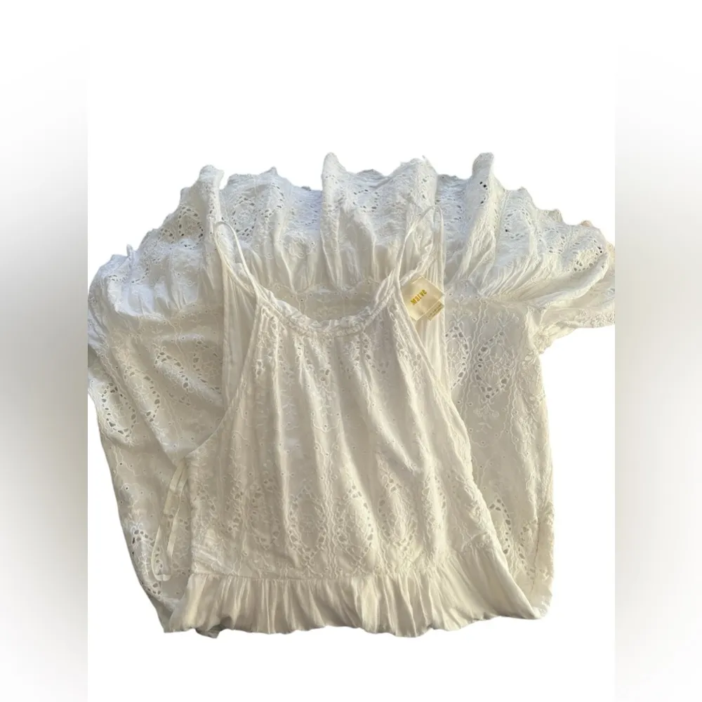 Anthropologie White Eyelet Sundress Sz 2 High Neck Full Skirt Cruise Vacay - Image 7