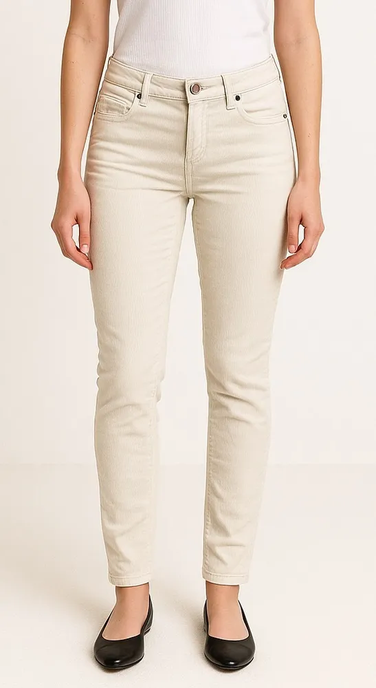 London Jean Ivory Corduroy Skinny Pants Women’s Size 4 Low Rise Y2K Retro Gorp White - Image 1