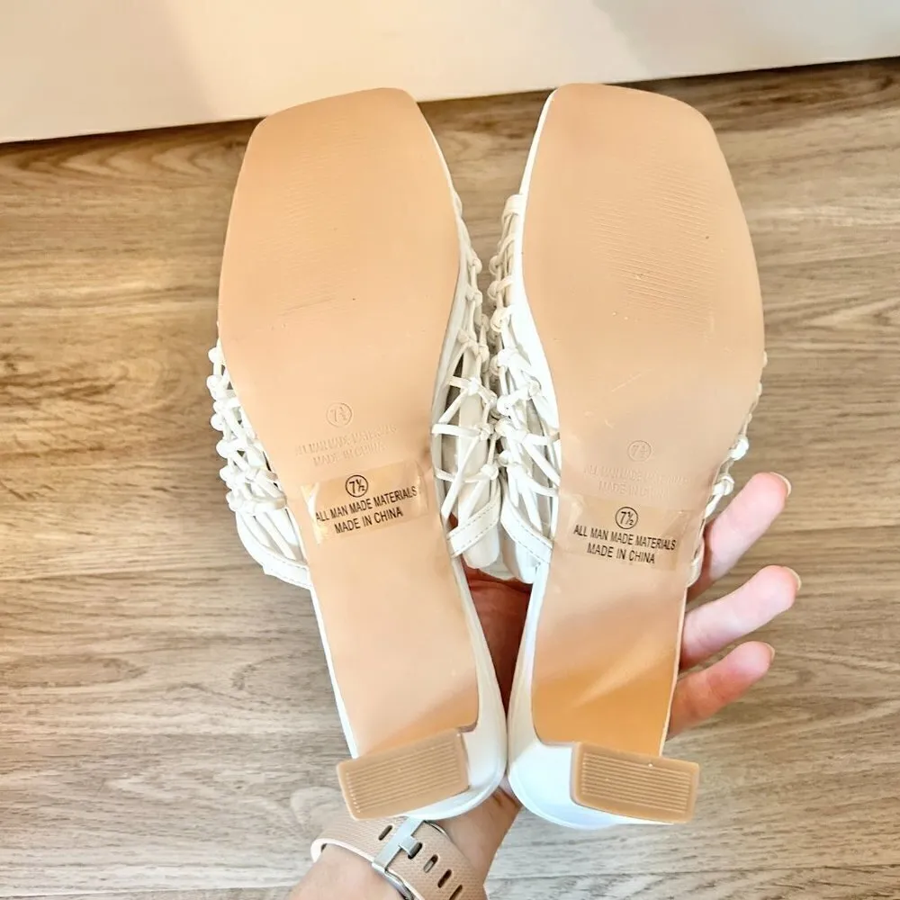 Lulu's Rewn White Knotted High Heel Slide Sandals Size 7.5 BRAND NEW - Image 7