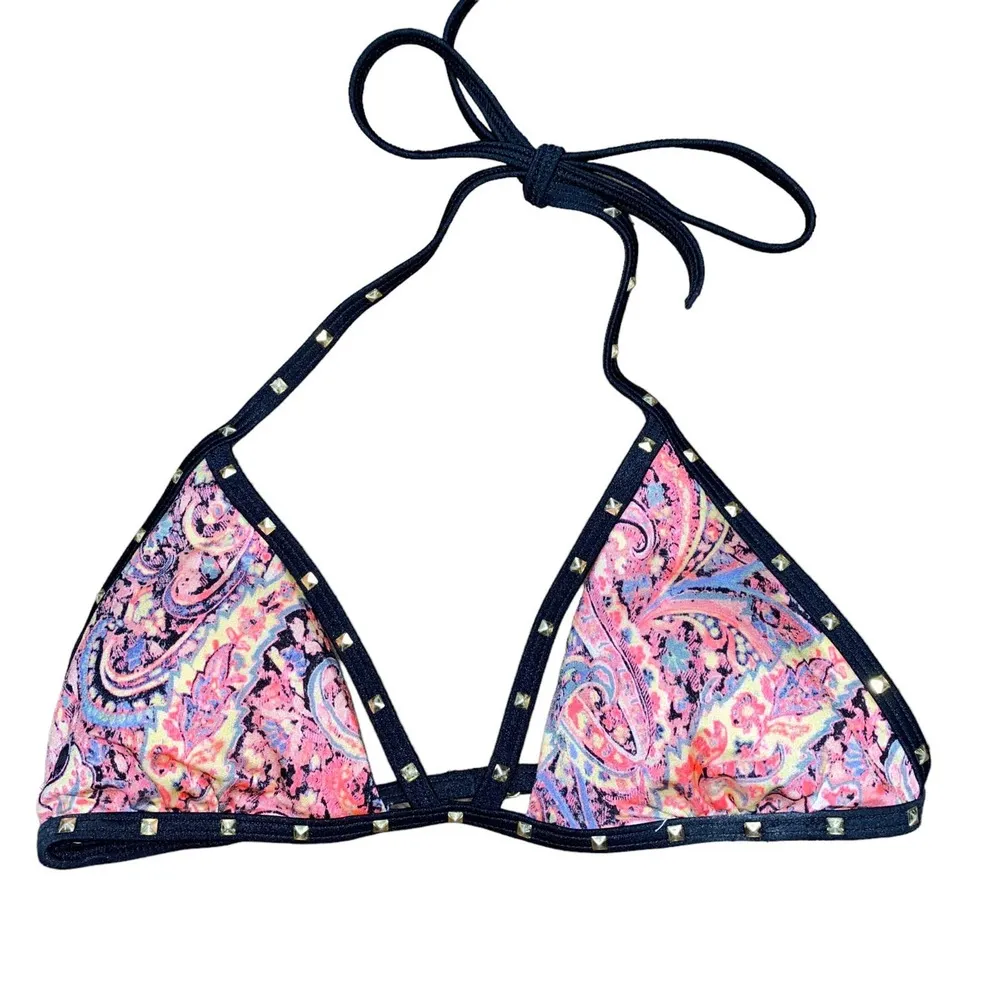 Victoria's Secret Paisley Embellished Studded Bikini Swim Top Women's Size Small - Image 2