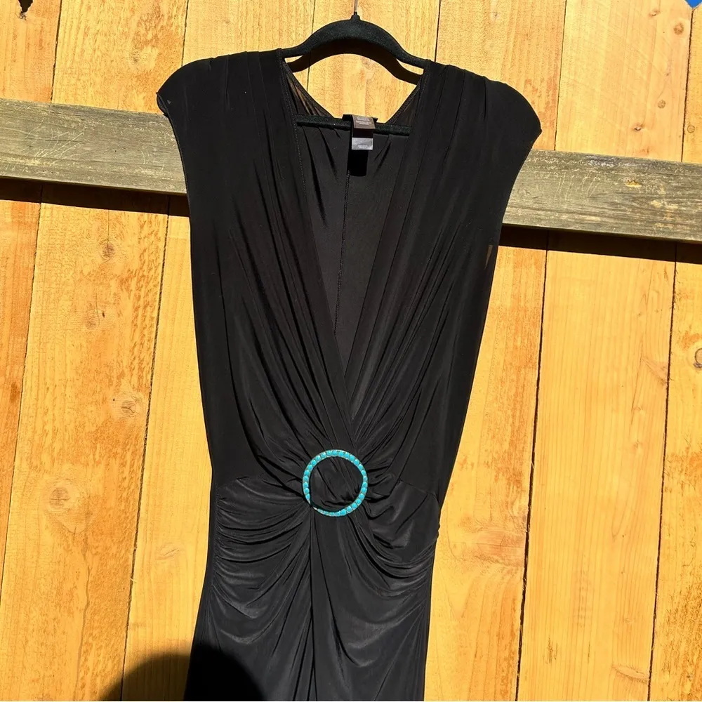 Vintage Y2K Bisou Bisou Womens Sz 4 Dress Black‎ blue rhinestone spring summer - Image 3