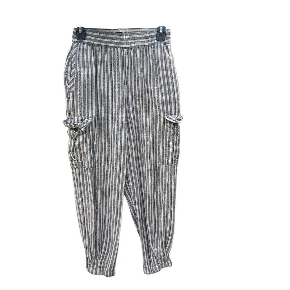 Urban outfitters BDG high rise striped cargo linen blend joggers XS #631 - Image 2