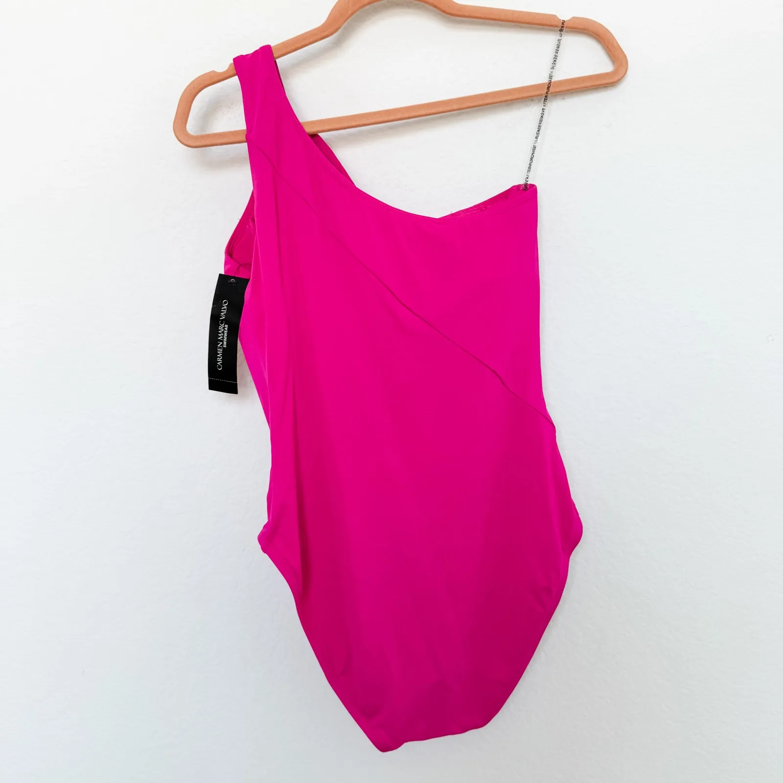 Carmen Marc Valvo One Shoulder Pink Swimsuit Size 8 Pink NWT Beach Resort Summer - Image 7