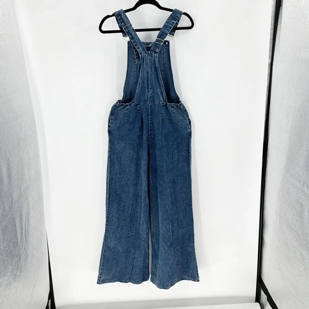 No brand wide leg overalls artsy festival lightweight adjustable size S - Image 2