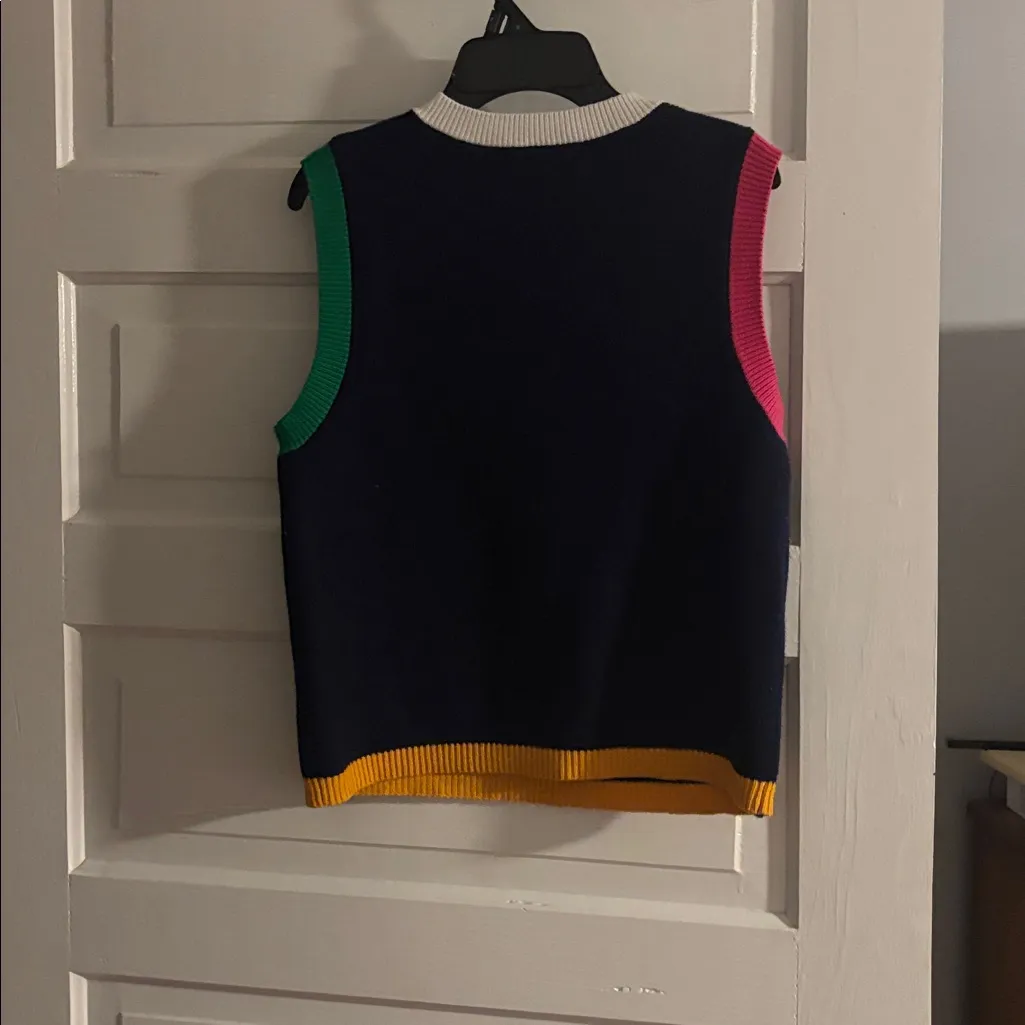 English Factory Navy Sleeveless Colorful Trim Sweater - Image 3