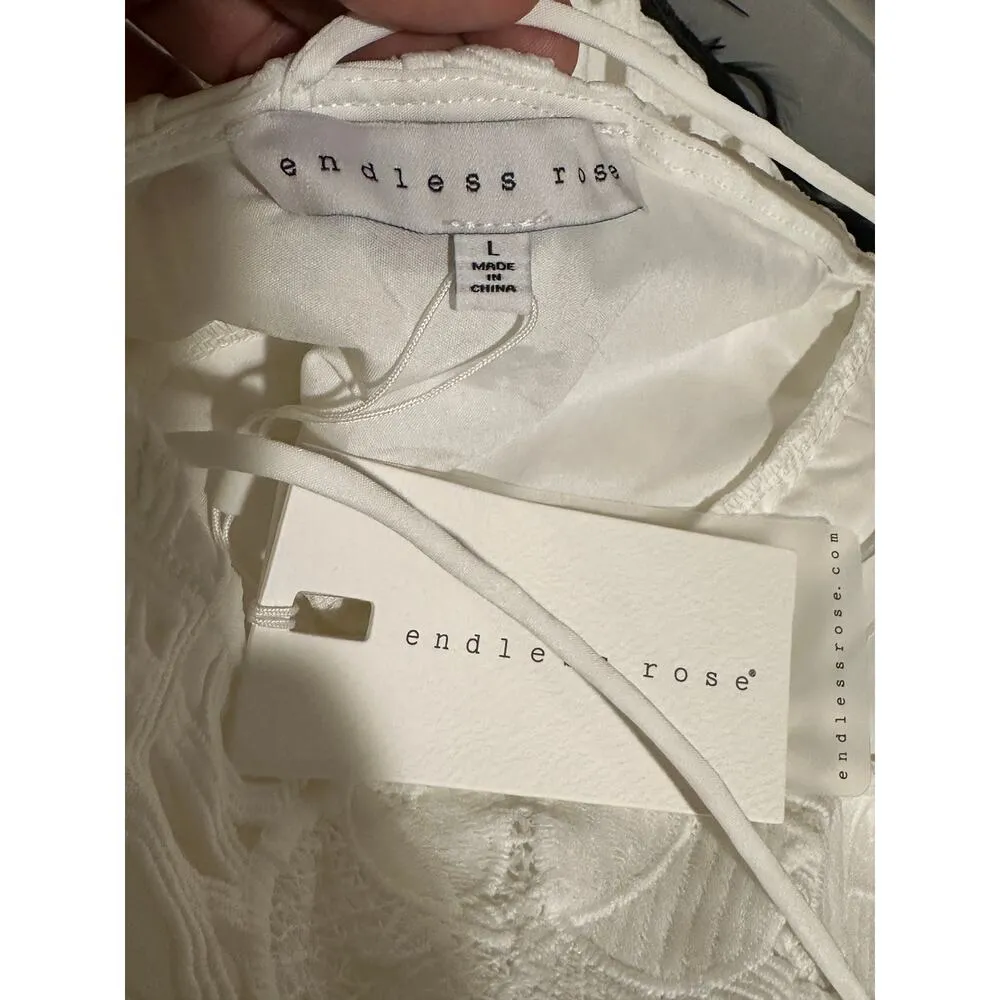 Endless Rose White Lace Midi Dress Size Large NWT Revolve Mermaid Fit - Image 3